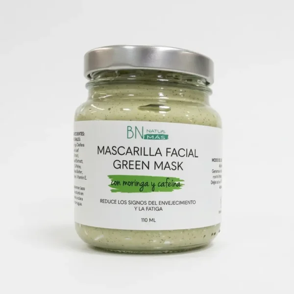 Mascarilla facial hidratante y calmante, rica en antioxidantes y ácidos grasos esenciales a Base de moringa y café